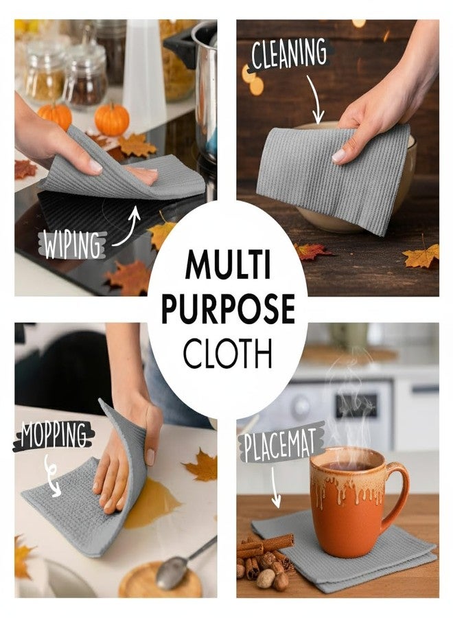 SUPERSCANDI 10 Pack Swedish Dishcloths for Kitchen - 100% Biodegradable & Compostable Reusable Paper Towels Washable, Food-Safe & Without Plastic - Dish Rags Suitable for Any Surface, Grey - Image 5